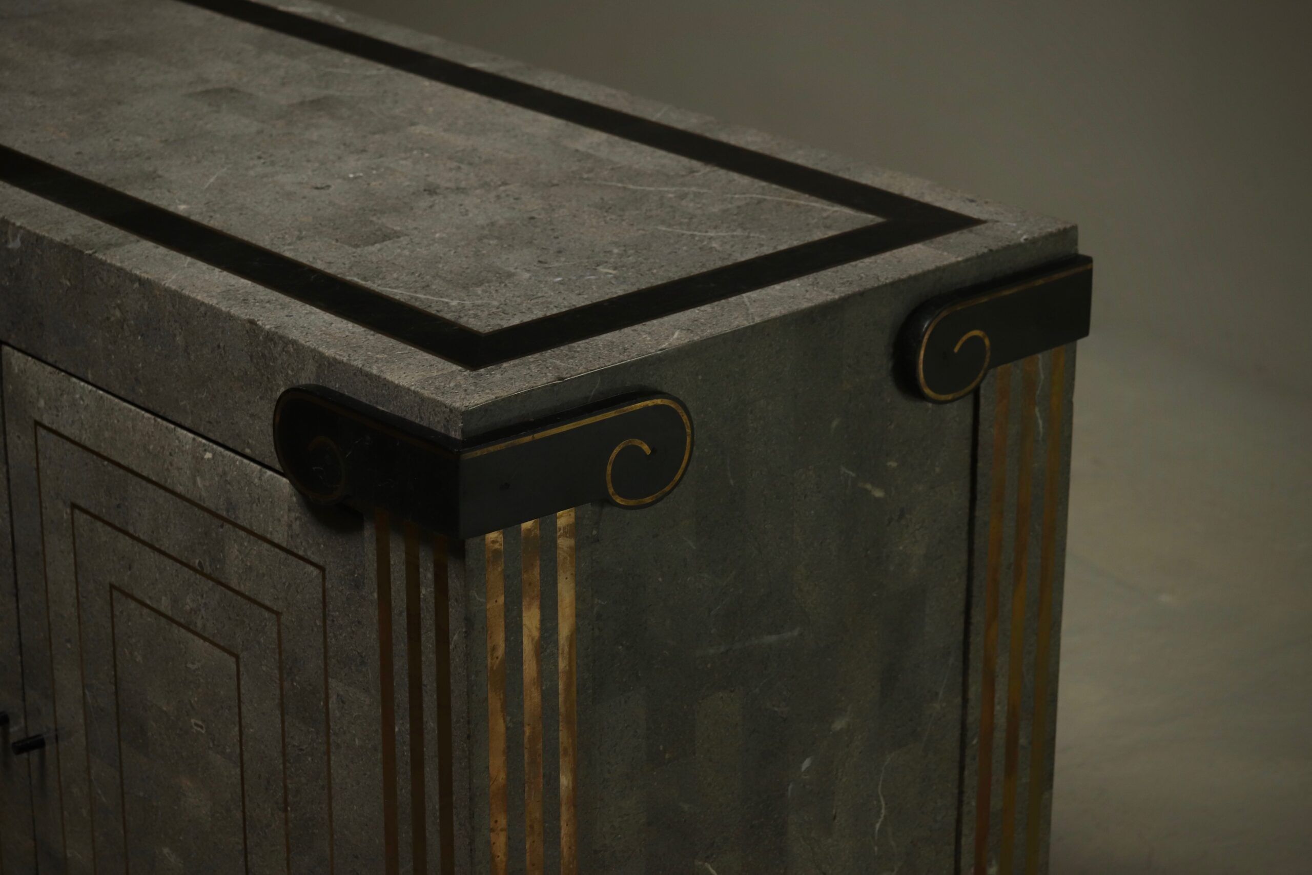 Maitland-Smith tessellated marble and brass sideboard 1980s