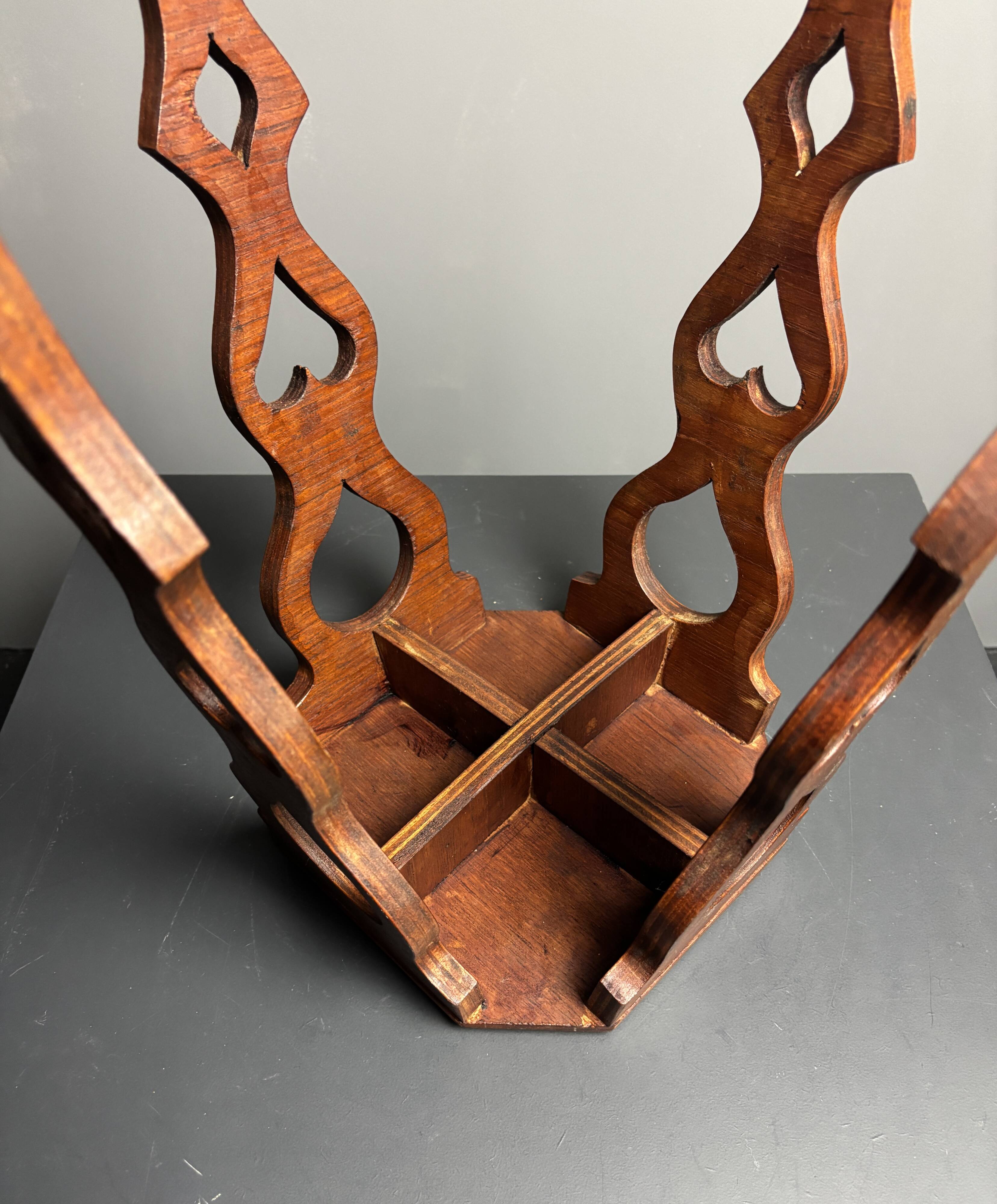 Mid-Century artisanal octagonal hand crafted plant stand stool, circa 1950s