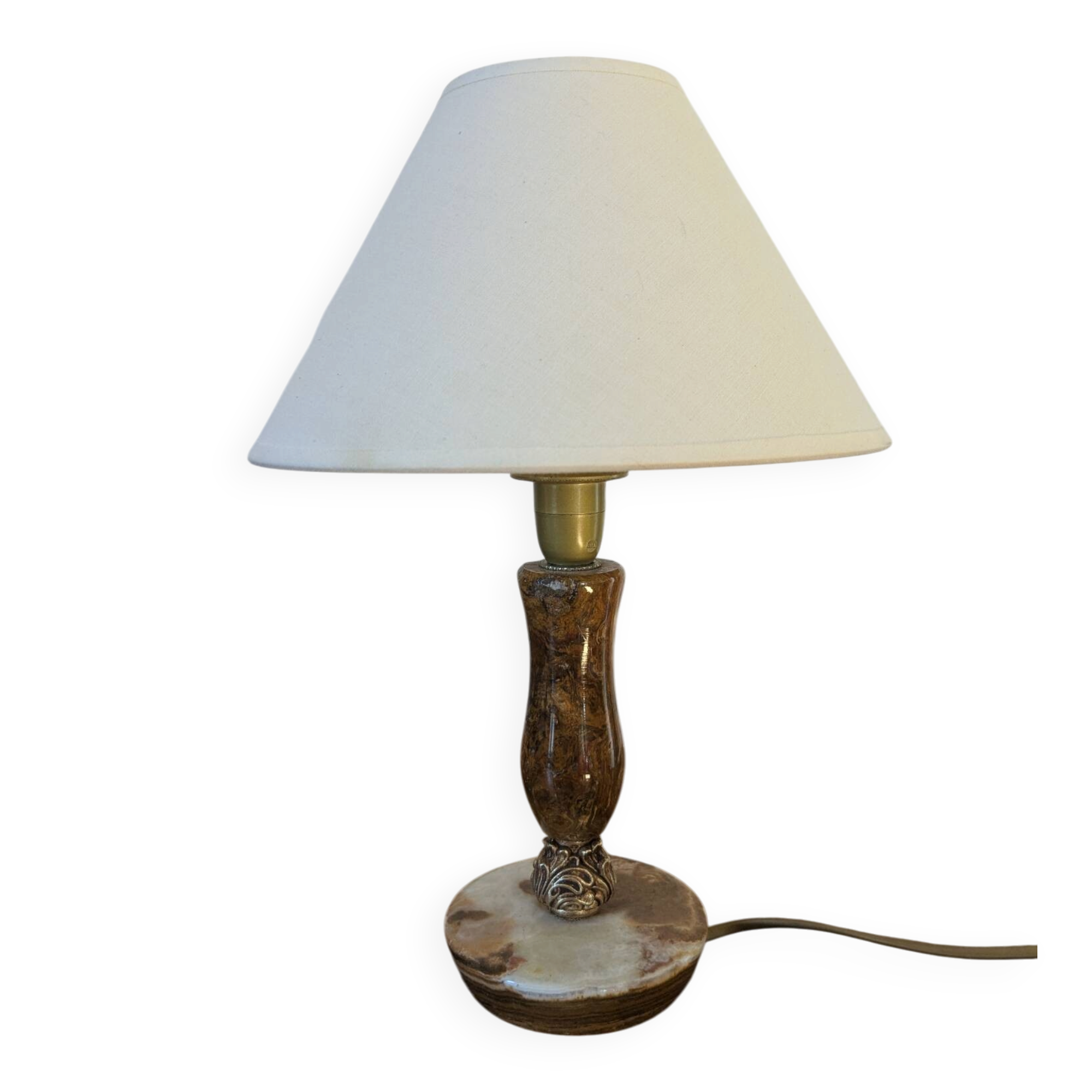 Lampe vintage en onyx et laiton