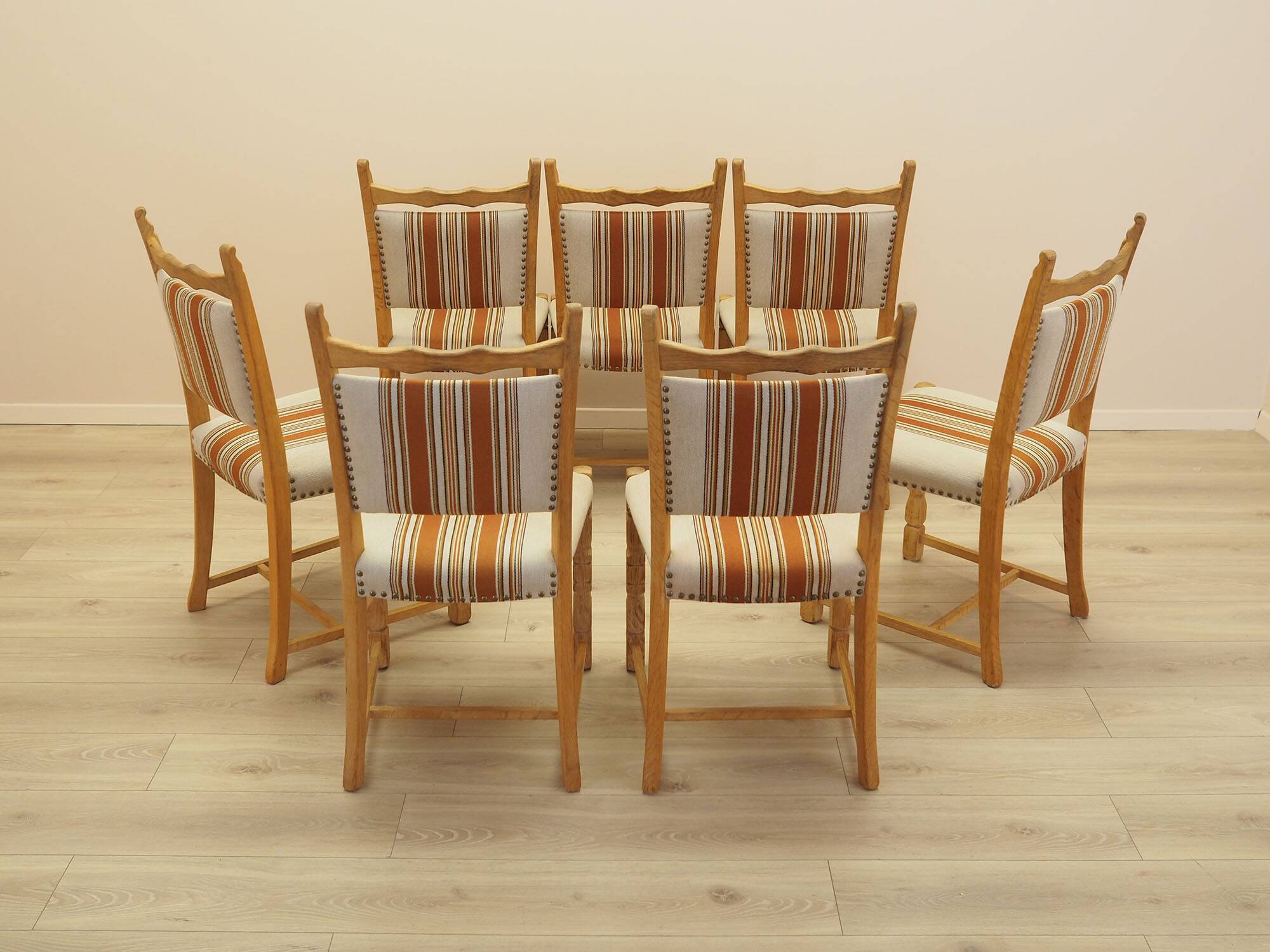 Henning Kjærnulf dining chairs, oak, Danish design, 1960s