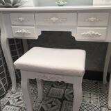 Cabinet desk dressing table white lacquered wood romantic style triptych mirror chic