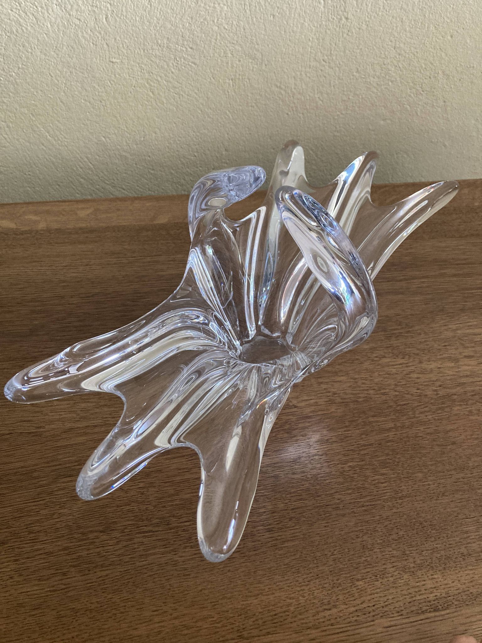 Vase / centrepiece in vintage sculptural crystal – organic star shape