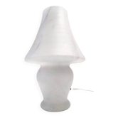 Lampe de table postmoderne en verre de Murano blanc avec effet marbre rose, Italie