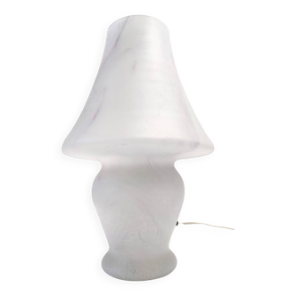 Lampe de table postmoderne en verre de Murano blanc avec effet marbre rose, Italie