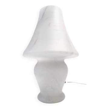 Lampe de table postmoderne en verre de Murano blanc avec effet marbre rose, Italie