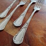 4 fourchettes à entremets Christofle en métal argenté modèle Chrysanthèmes