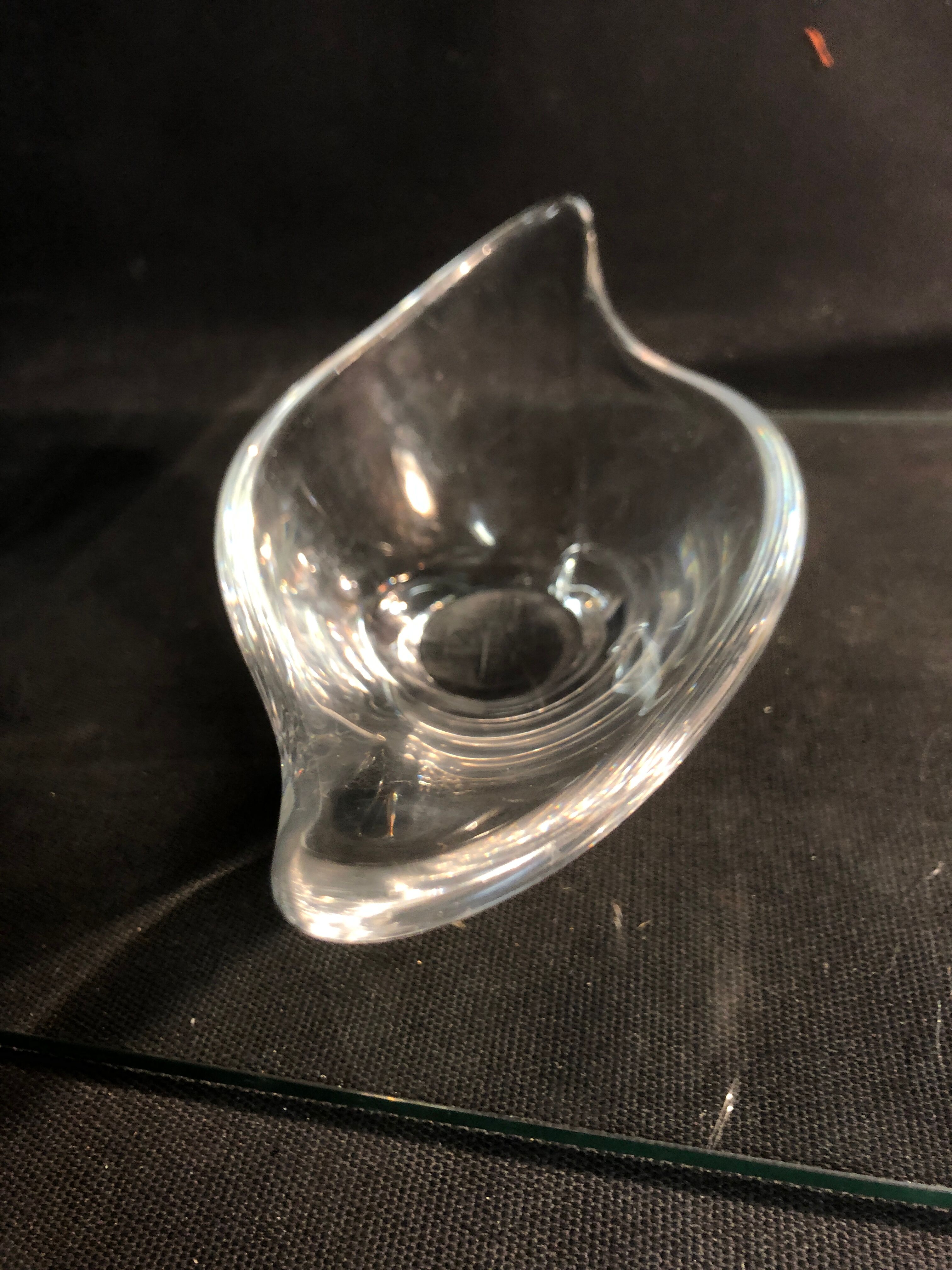 Crystal cup Daum free form signed empty fruit cup pocket