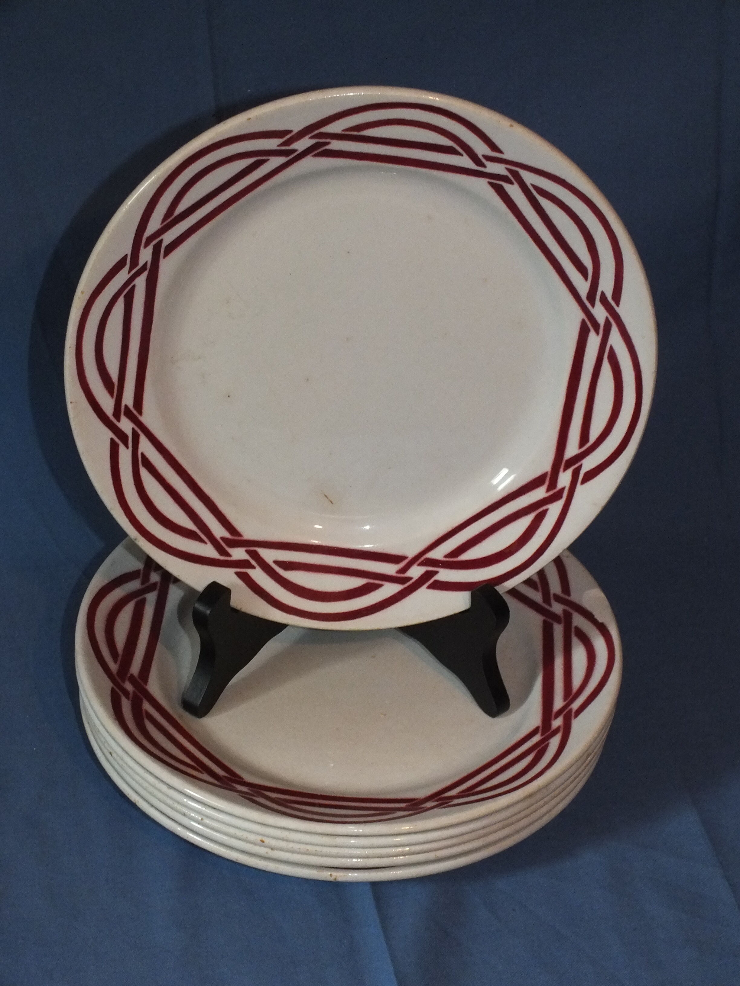 6 flat plates vintage art deco - red décor