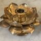 Lotus brass candlestick pair