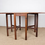 Table pliable danoise extensible en palissandre, avec 2 rallonges rabattables 1960