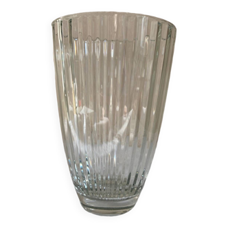Ribbed molded glass vase