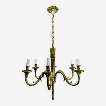 Lustre en bronze louis xvi 6 lumières