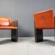 Vintage french armchairs in leather by Maison Vandamme, 1970s