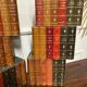 Front of fake leather books for bookcase