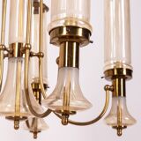 Lustre vintage des années 60 en laiton et verre design japonais