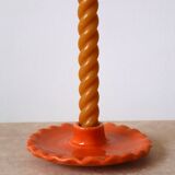 Orange ceramic candle holder serrated plate