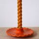 Orange ceramic candle holder serrated plate