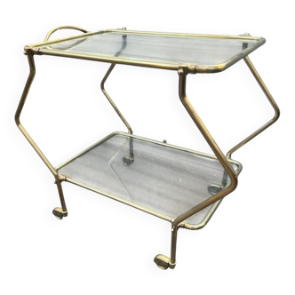 Mid-century Italian design brass rolling bar cart 1960s