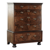 Grand coffre à tiroirs double en chêne anglais antique du XVIIIe siècle.
