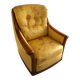 Vintage wooden armchair – yellow floral fabric – 1970s