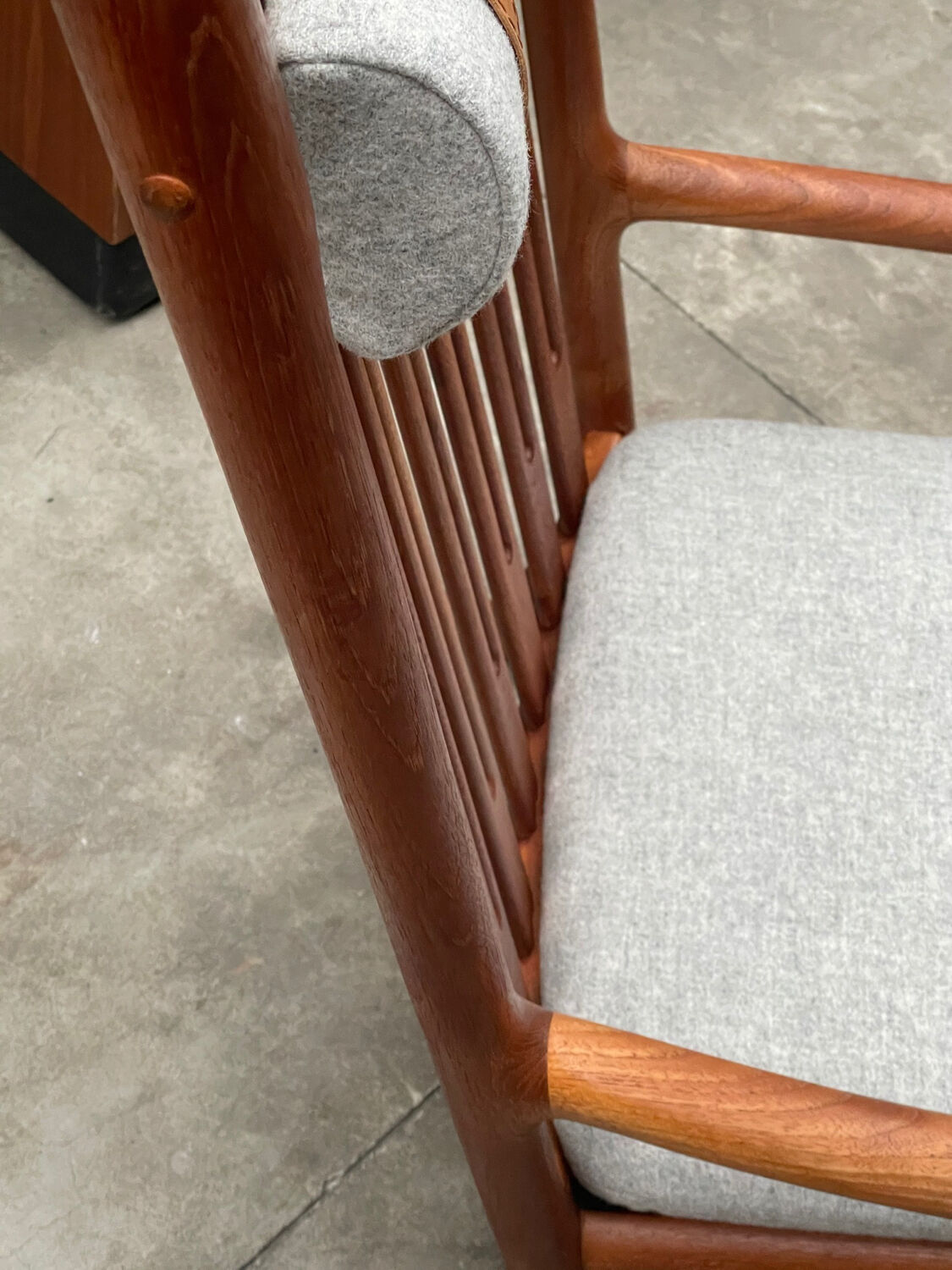 Rocking chair by Hans Olsen for Juul Kristensen in grey felt