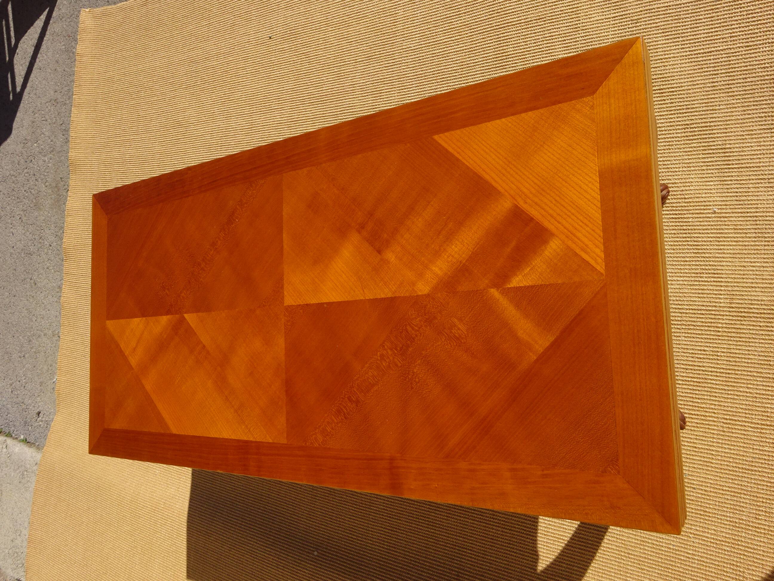 Coffee table, rises and opens, inspired by Albert Ducrot.