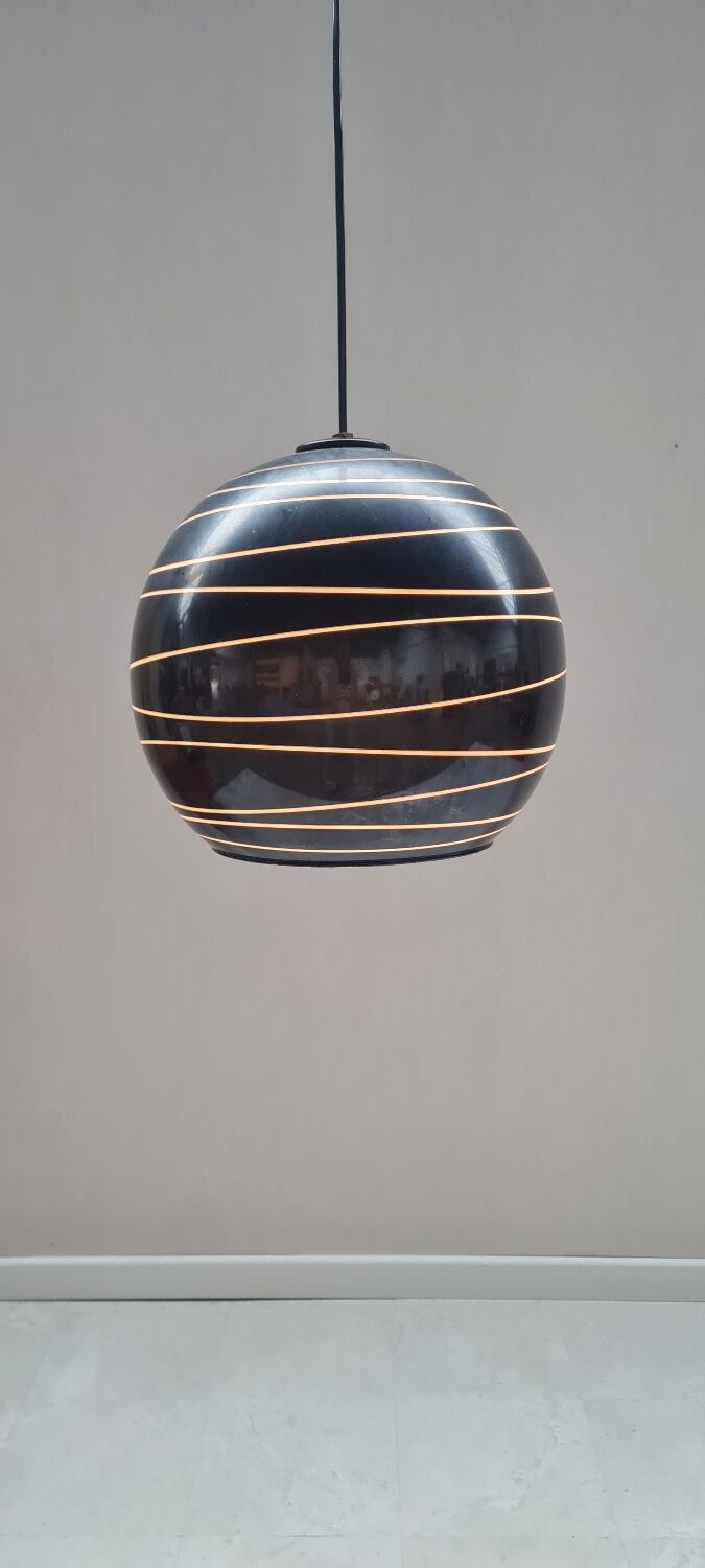 Italian black opaline pendant light 1970