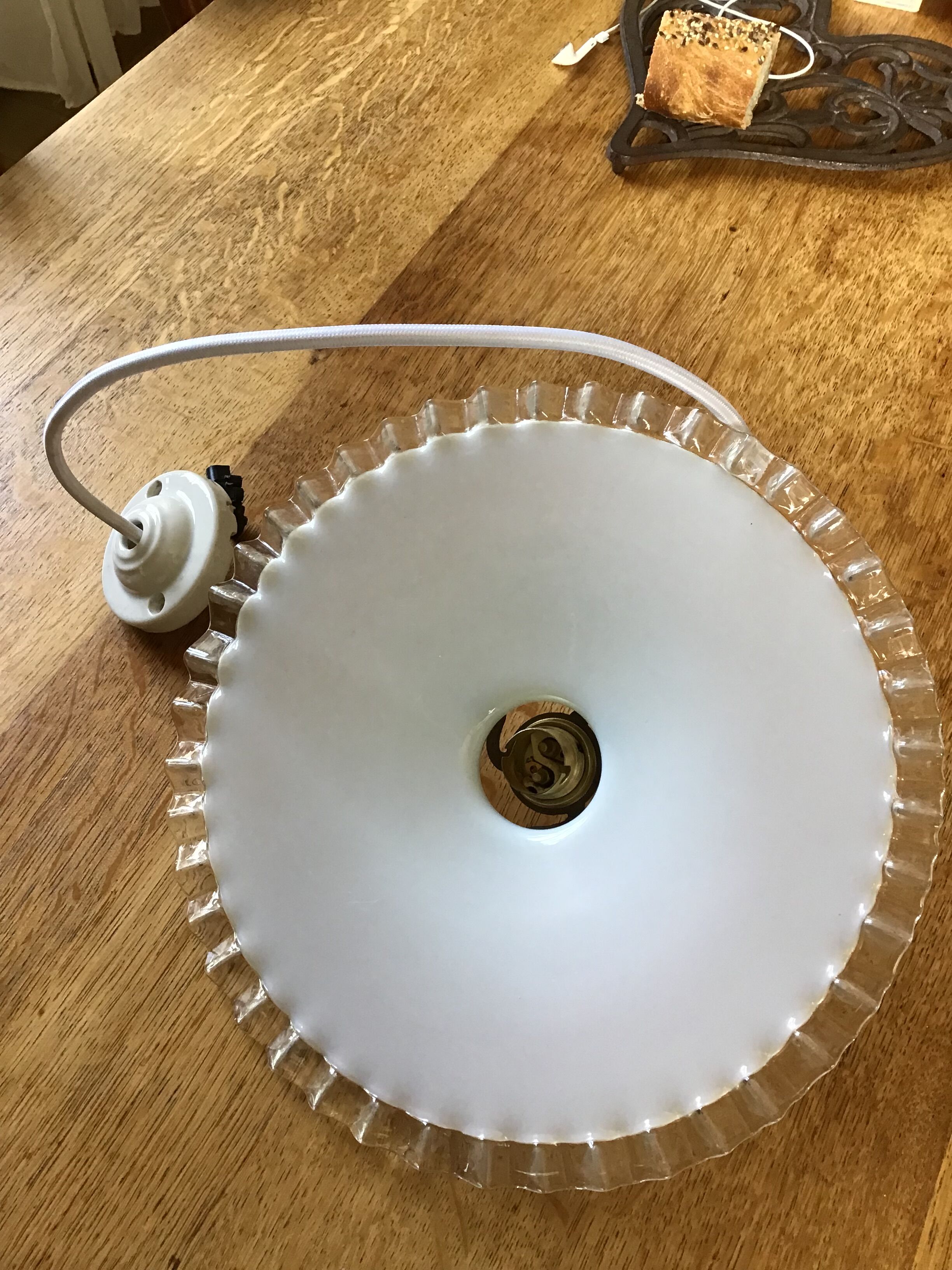 Vintage white opaline pendant lamp