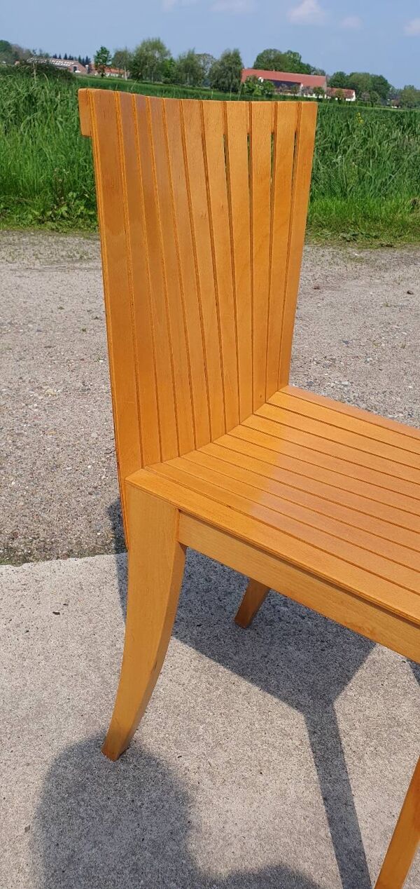 Lot de 4 chaises de salle à manger en contreplaqué de hêtre, design hollandais postmoderne