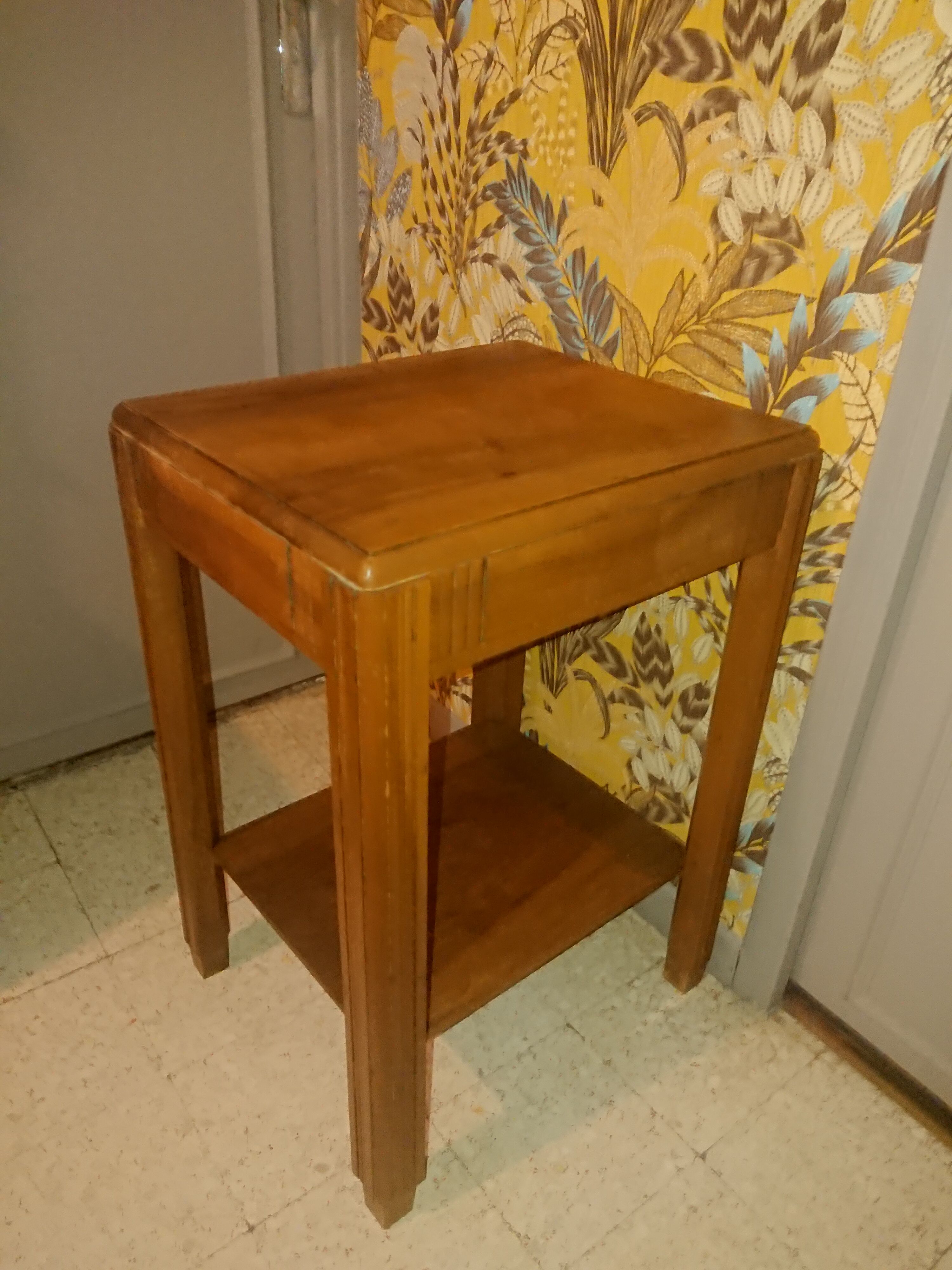 Side table Art Deco 1940 in solid wood caramel excellent condition