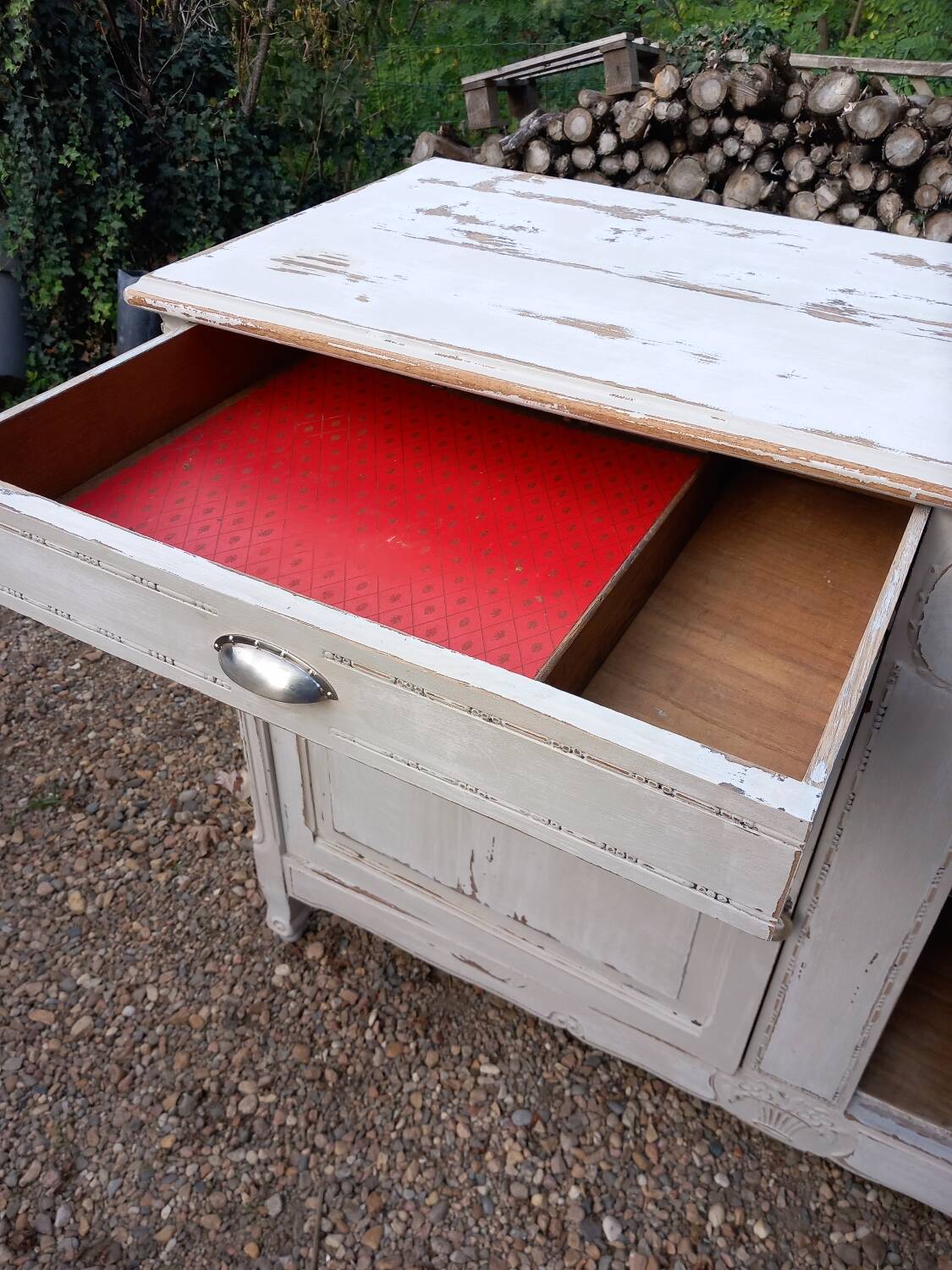 Old low sideboard in solid wood