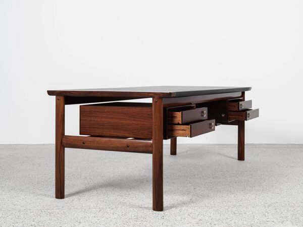 Bureau XL danois du milieu du siècle en palissandre et cuir par Arne Vodder pour Sibast