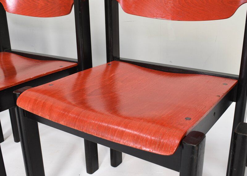 Italian postmodern stacking chairs in Sottsass style, Italy, 1970s, set of 14