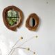 Set of 2 organic brutalist mirrors wood 1950s