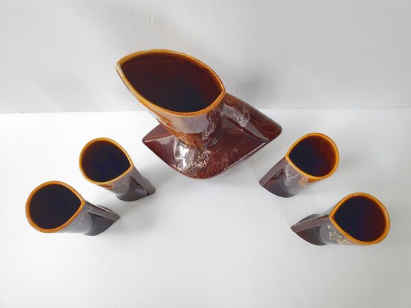 Carafe & verres modernistes vintage