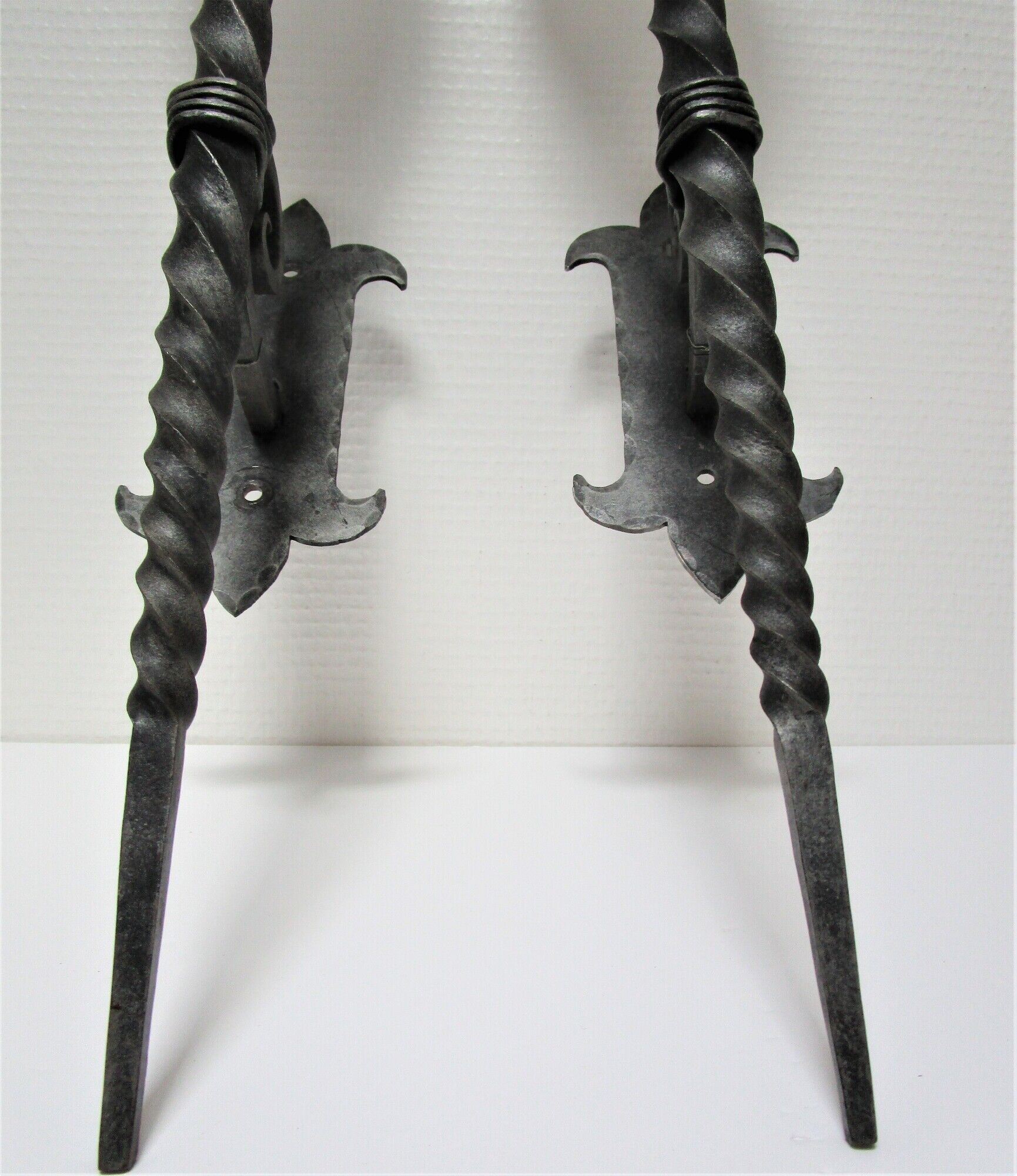 Pair of wall lamps torch glass flame and metal early XXth