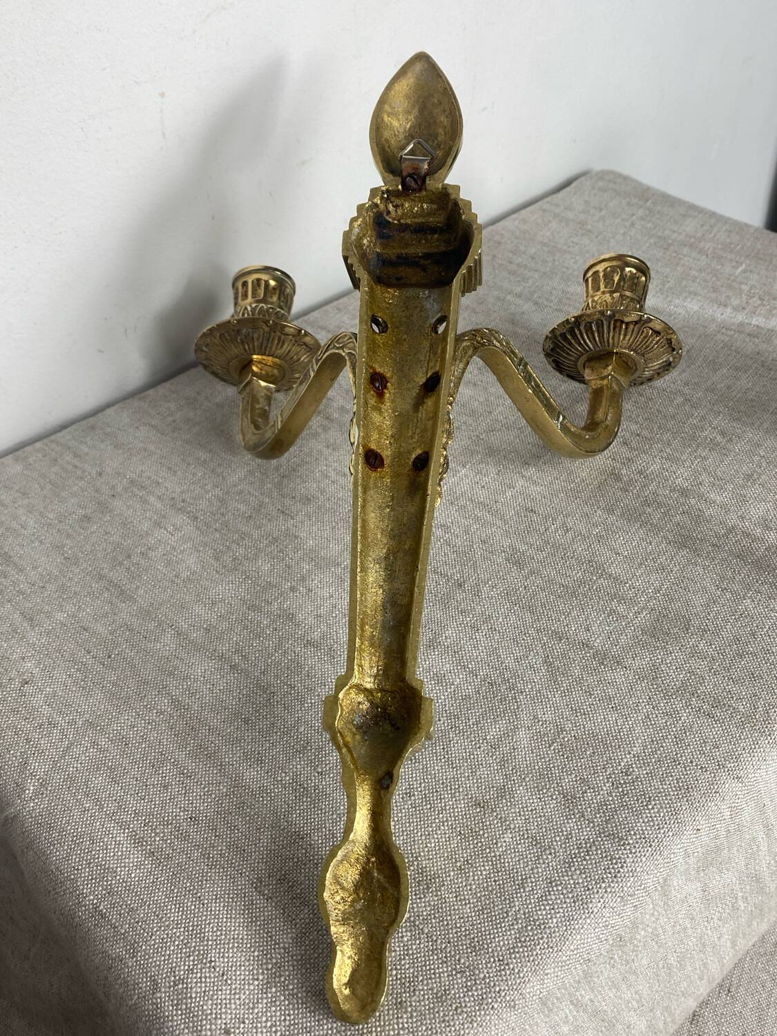 Two Empire style bronze wall candlesticks
