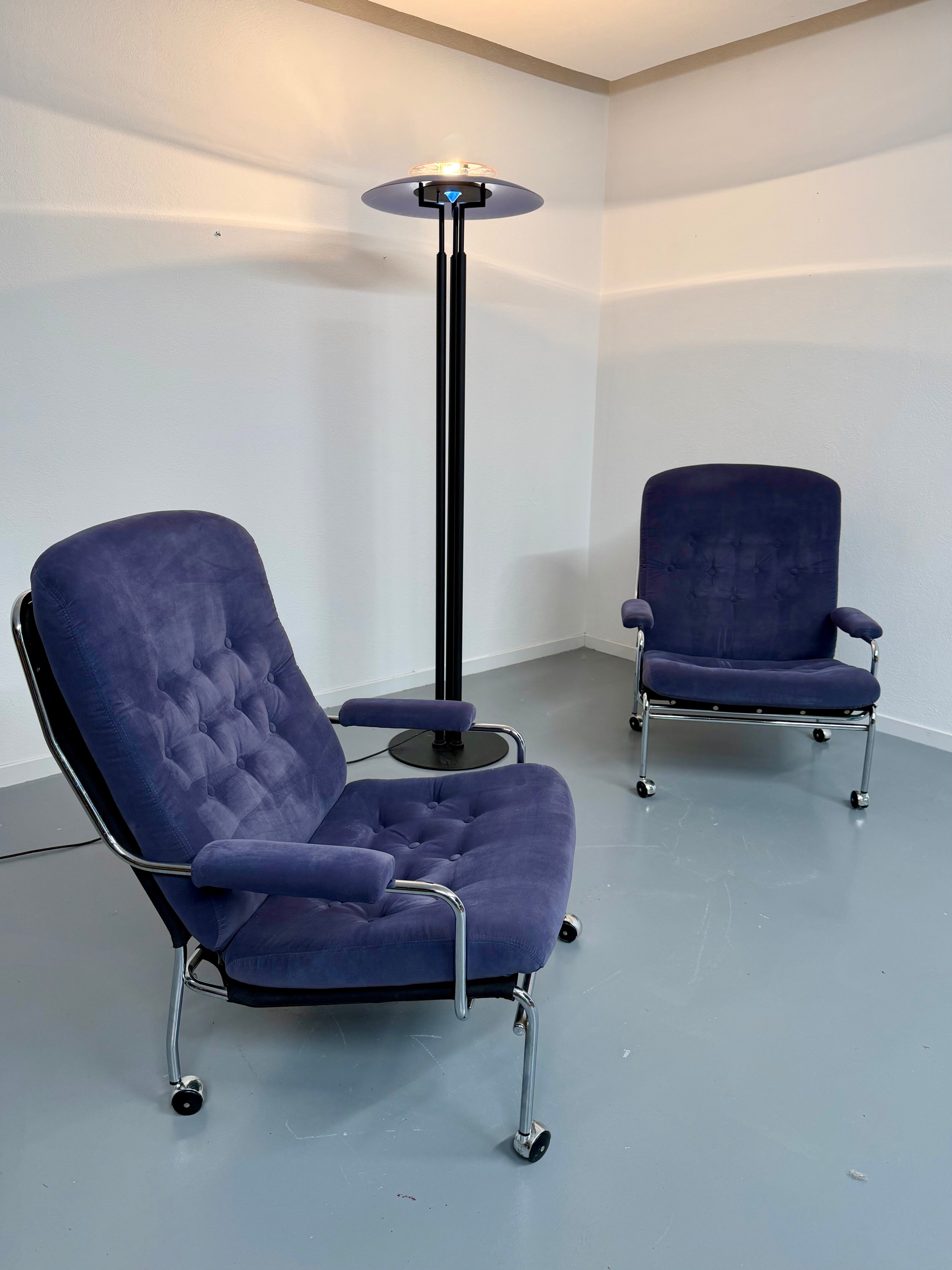 Paire de fauteuils lounge roulette design scandinave Bruno Mathsson