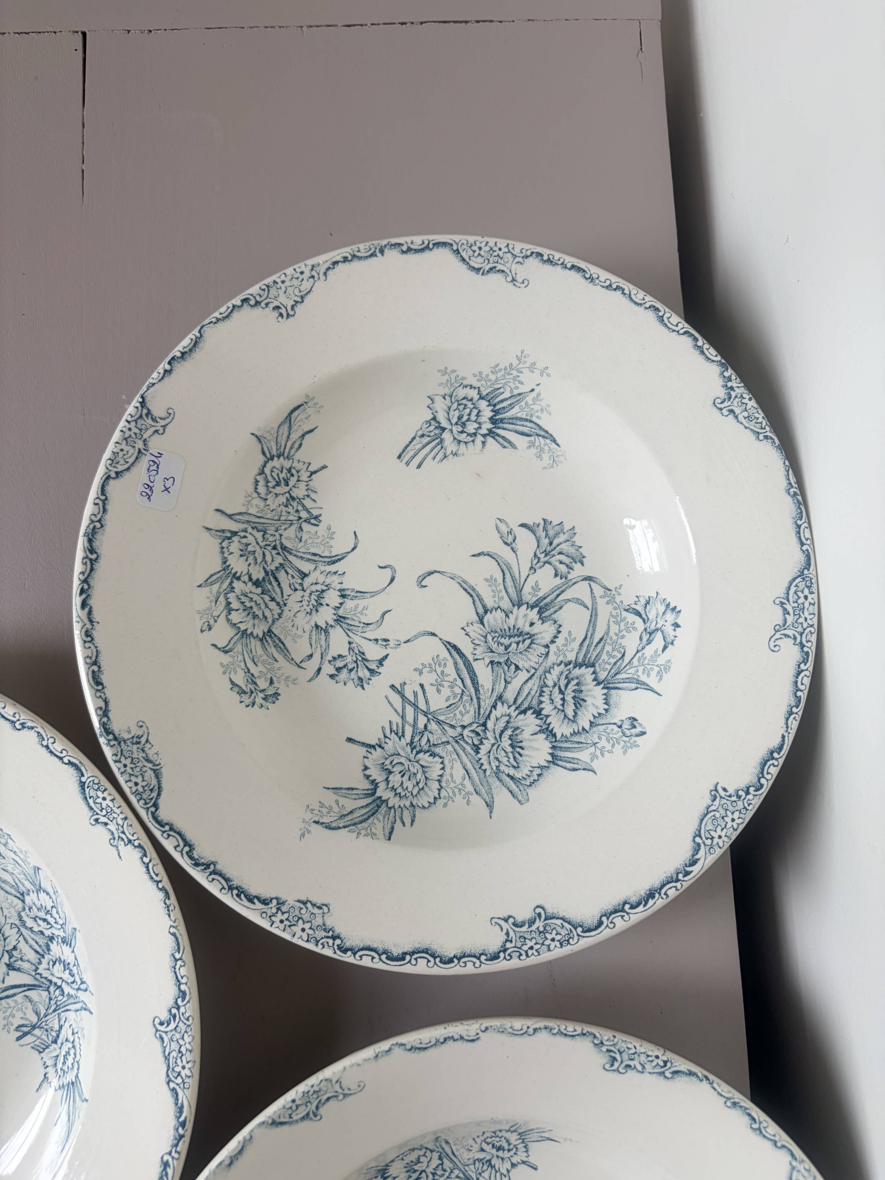 3 vintage deep plates in ironstone by L&G model Oeillets 220524