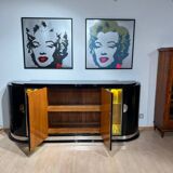 Large Art Deco Sideboard in Black Lacquer & Maple, France, 1930