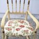 Rocking chair chiavarina vintage en frêne clair avec assise en damas, 1950
