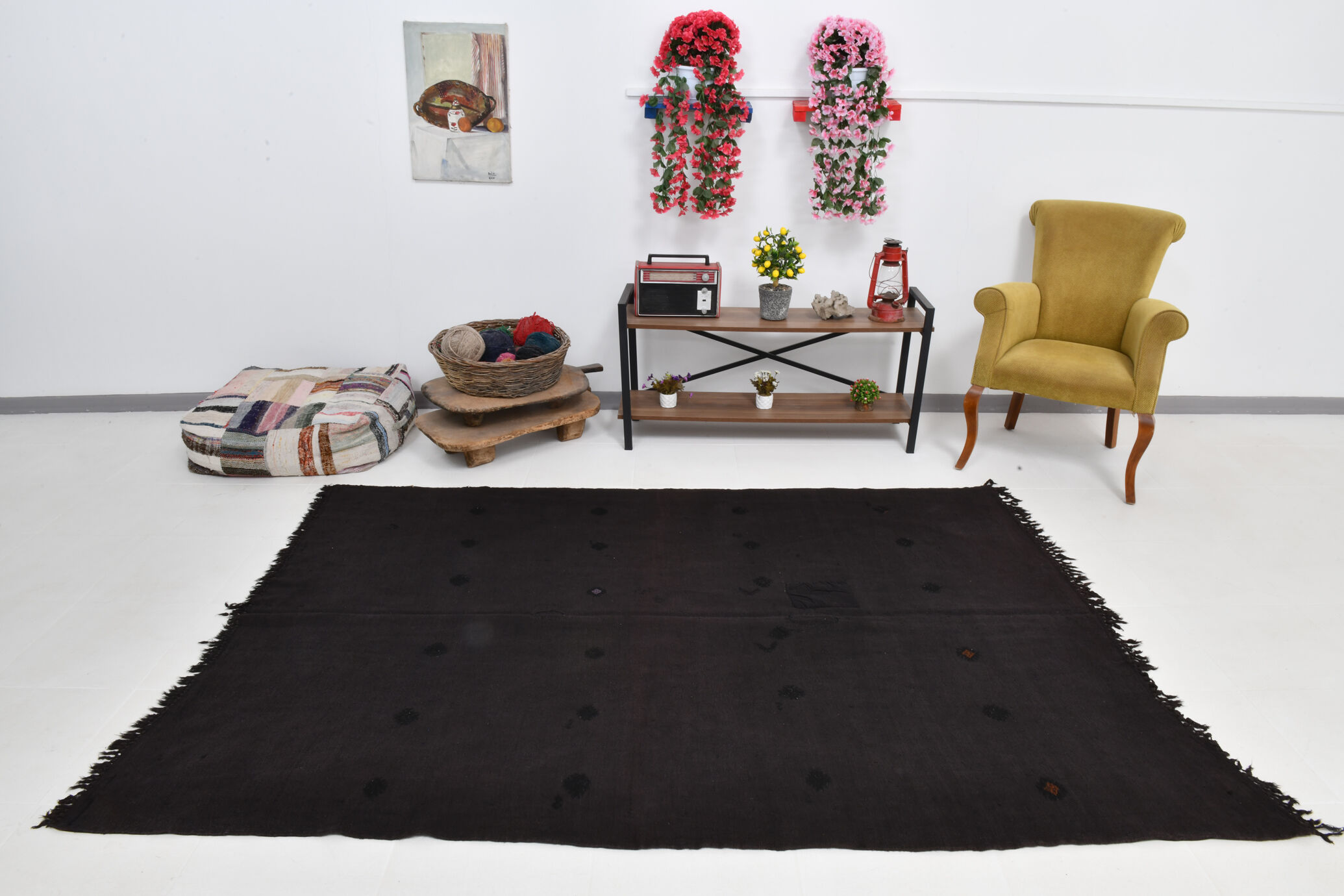Polka Dot Vintage Hemp Rug 246x167cm