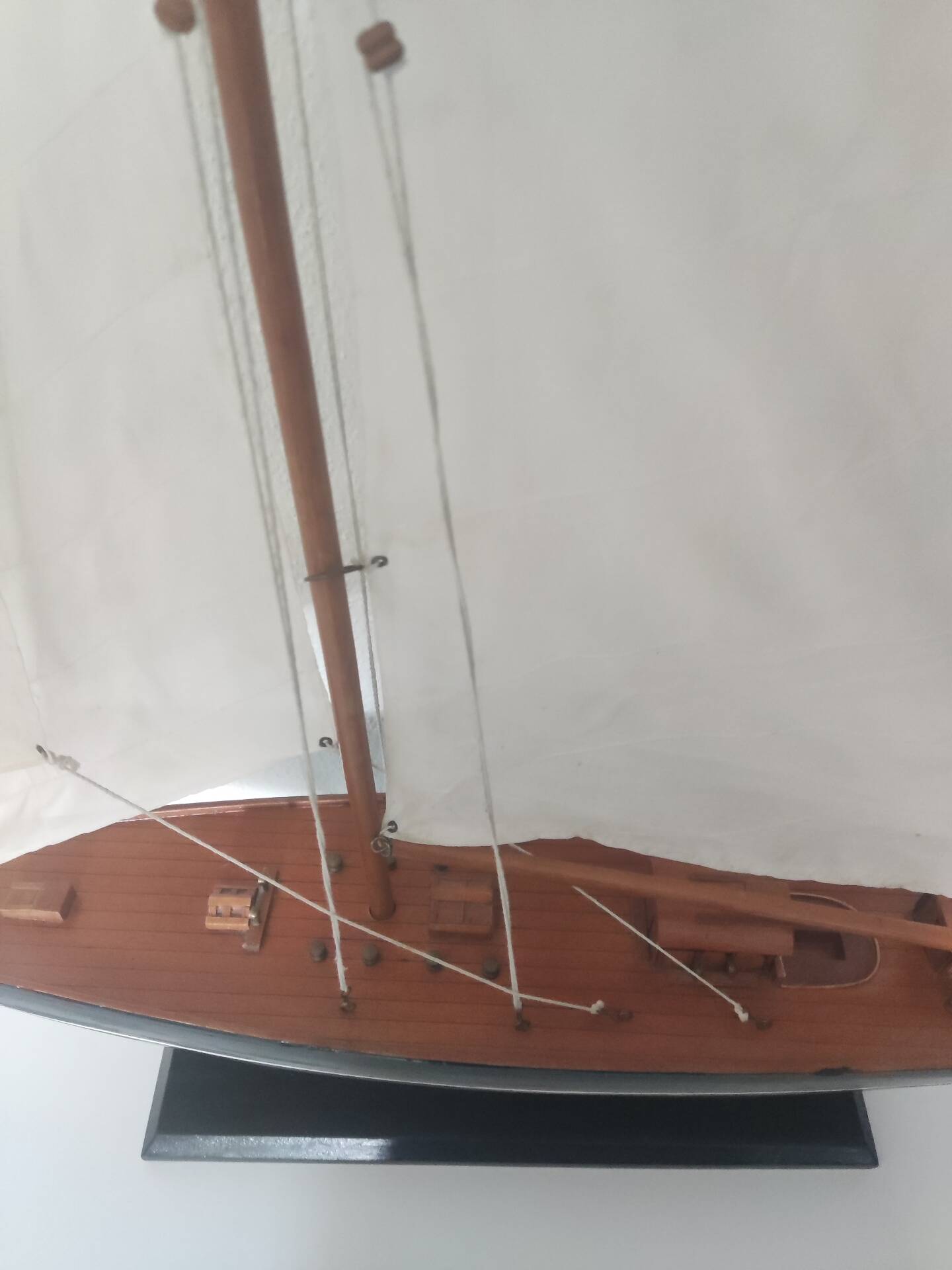 Large classic wooden pond sailboat model - Marine decor