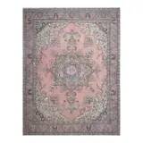 1970s Vintage Persian Handmade Wool Cotton Pink Oversized Rug 297x390