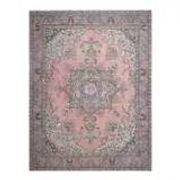1970s Vintage Persian Handmade Wool Cotton Pink Oversized Rug 297x390