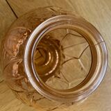 Vase boule art deco verre moulé rose