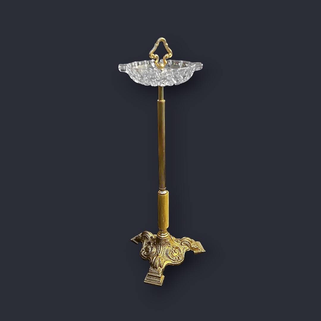 Large golden footed ashtray, moulded glass – 1960s