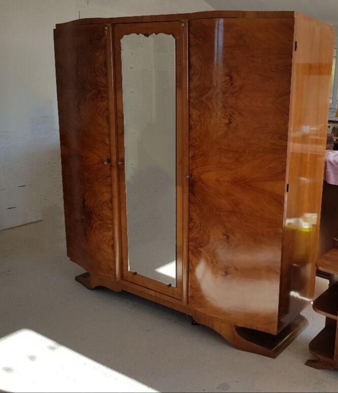 Vintage art deco 30's/50's wardrobe with central mirror