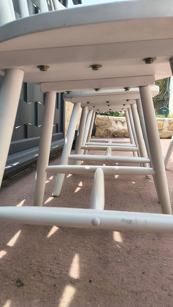 Lot de 5 chaises blanches en bois