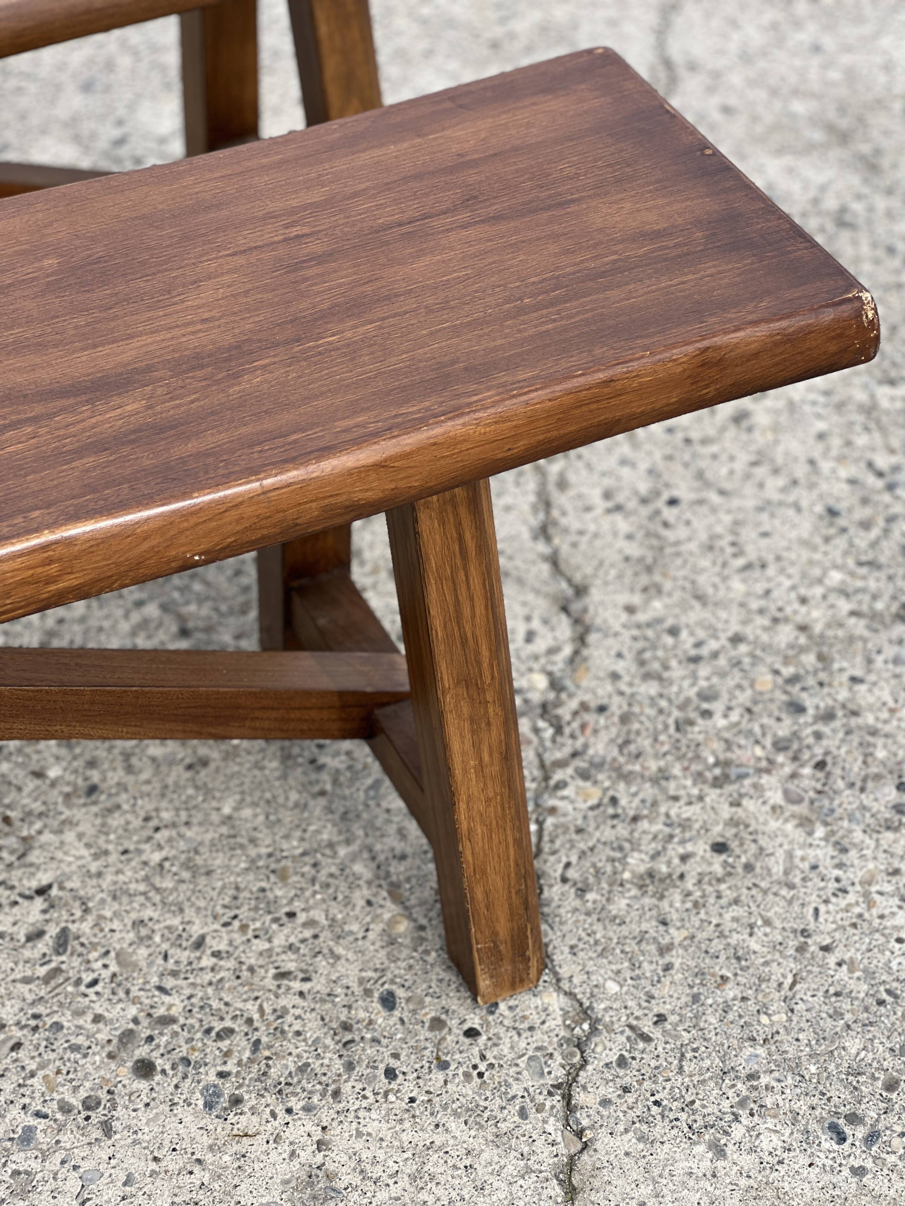 Pair of vintage solid wood benches from the 1960s.